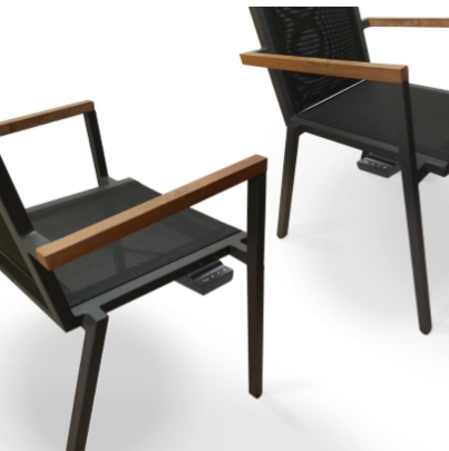 Picture of outdoor chairs with integrated heating.